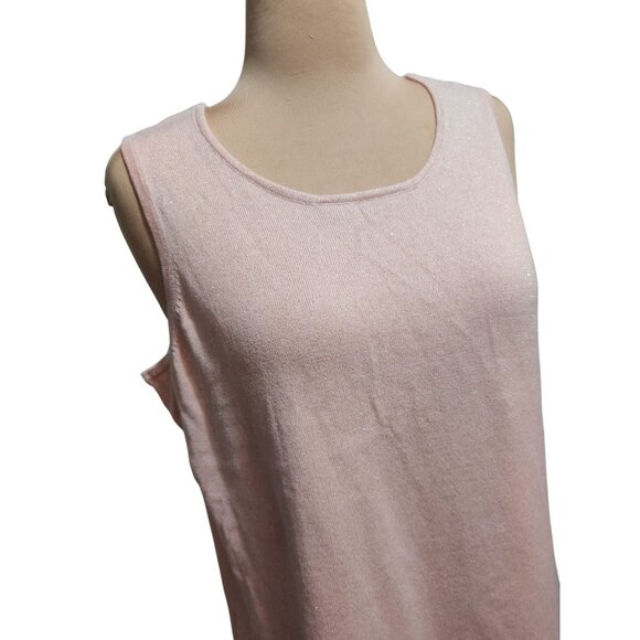 Belle by Kim Gravel Pink Metallic Knit Tank Top L Sleeveless Shimmer Stretch QVC - Picture 12 of 12